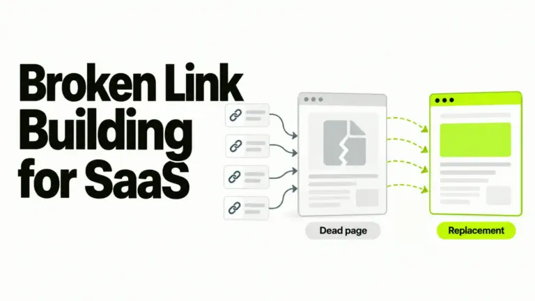 Broken link building shown as links arriving at a dead page and moving to a live replacement