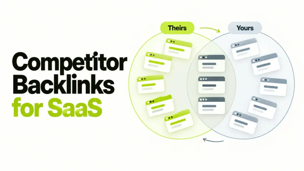 Competitor backlinks shown as two overlapping sets of domains, with the non-overlapping part marked