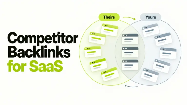 Competitor backlinks shown as two overlapping sets of domains, with the non-overlapping part marked