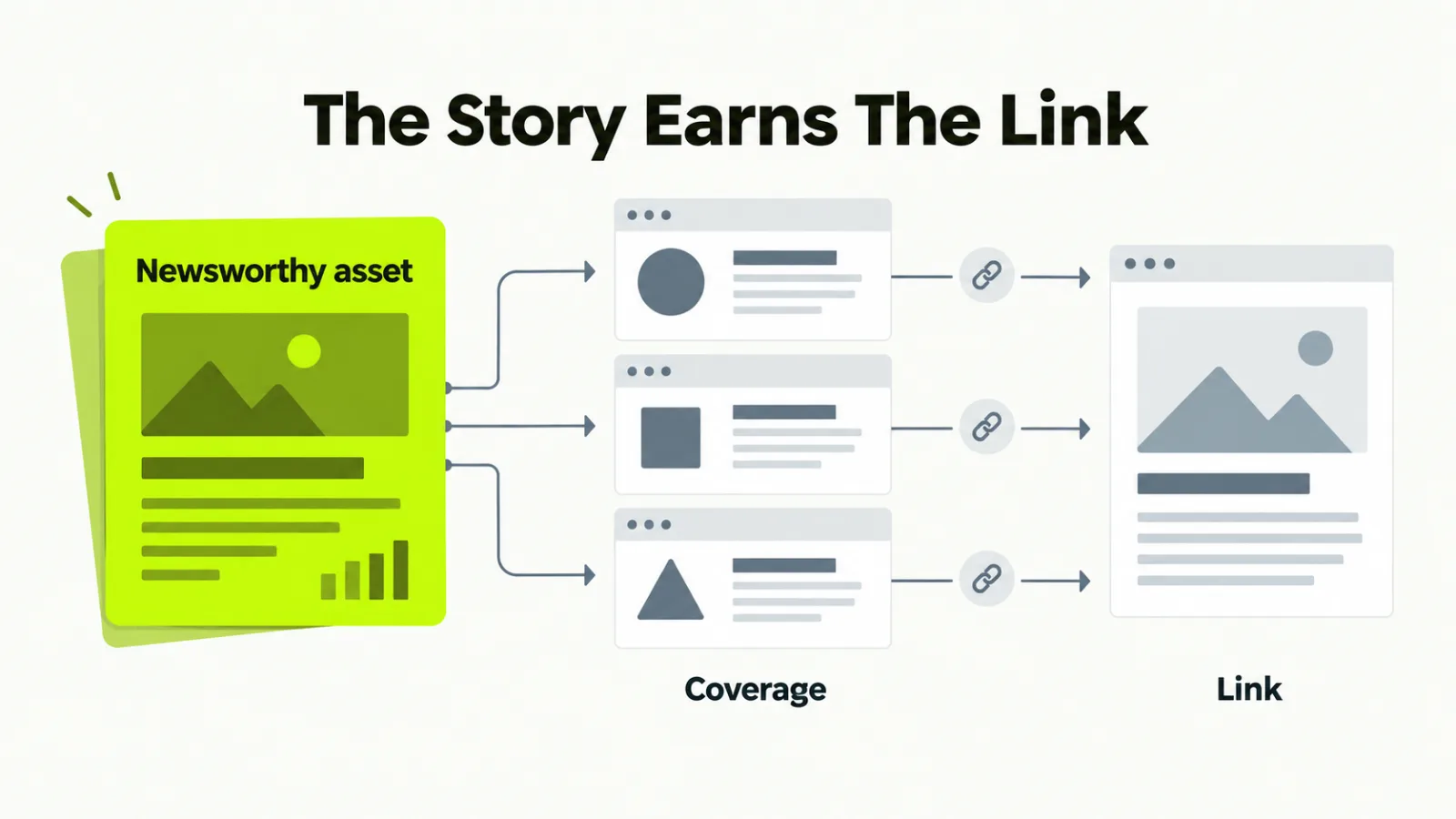 A newsworthy asset earning coverage from publications, with links arriving as a byproduct