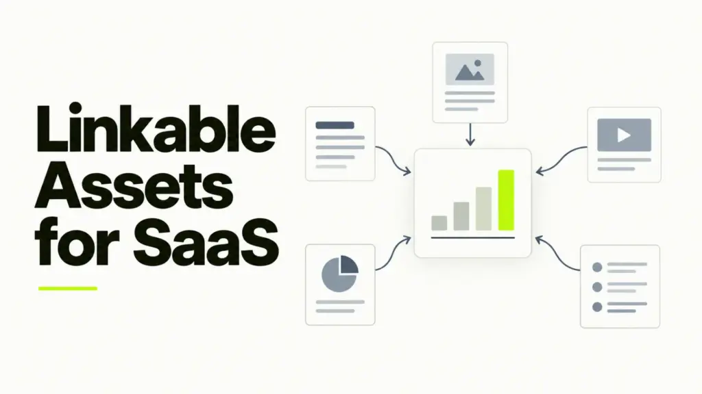 Linkable assets shown as one central card with smaller page cards around it, each connected by an arrow pointing inward