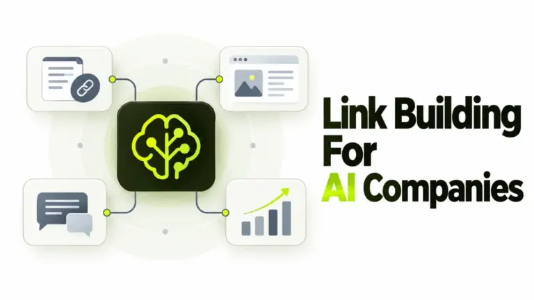 Link Building for AI Companies: a central card surrounded by smaller supporting cards