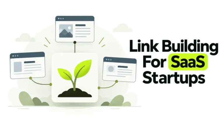 Link Building for SaaS Startups: a central card surrounded by smaller supporting cards
